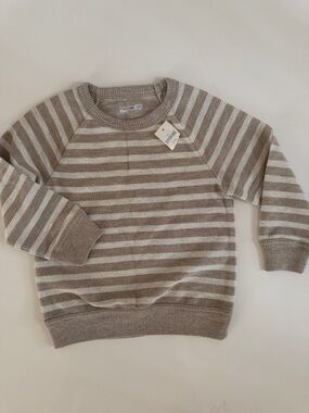 GAP Striped Crewneck Sweater in Beige and Cream